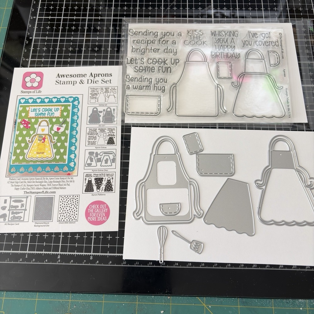 Stamps of Life Awesome Aprons Stamp & Die Set Cooking Kitchen Chef Baking USA